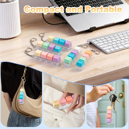 5Pcs Keyboard Fidget Toy, Loud Fidget Keyboard Keychain 4-in-1 Keyboard Clicker Fidget Toy Stress Relief, Cute Button Clicker Fidget Sensory Fun Toys for Anxiety Decompression (Cat)