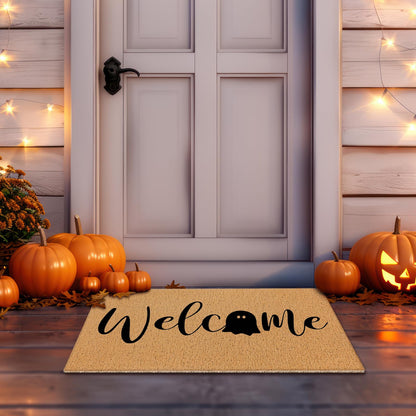 Dunzy 16 Pcs Halloween Stencils for Door Mats Crafts Reusable Hey Boo Ghost Welcome Templates Large Spooky Stencil for Painting Wood Sign Wall Halloween Doormat DIY Project