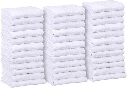 GOLD TEXTILES Bulk Pack 60 Pcs White Economy 15x25 Inches Basic Hand Towel