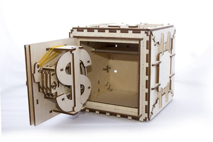 UGEARS Model Safe Kit 3D Wooden Puzzles for Adults - Wooden Model Kits for Adults - Mechanical Safe Puzzle Box, 3D Puzzles for Adult, DIY Wooden Model, Brain Teaser Hobby Gift Set for Fathers Day