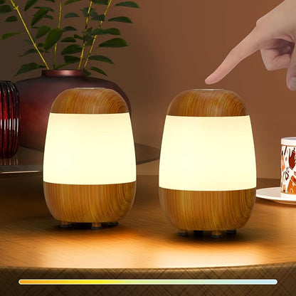 uuffoo 2 Pack Rechargeable Night Light Lamp 3 Color Touch Dimmable LED Portable Table Lamp Battery Operated, USB Changing, Small Cordless Lamp for Bedside Bedroom Travel