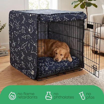 Molly Mutt Rocketman Dog Crate Cover, 100% Cotton Canvas Cover with 2 Roll-Up Panels, Ideal for Dog or Cat Crate, Durable, Washable, and Free of Harmful Chemicals, 24" x 18" x 21"