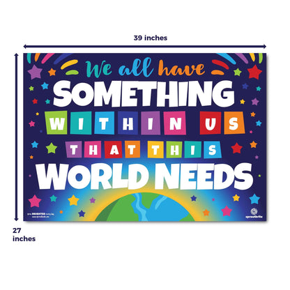 Sproutbrite 2 Pack 13.5" x 39" Educational Posters - Teacher Posters for Classroom - Motivational and Inspirational Growth Mindset for Students - Bulletin Board and Wall Decor for Pre, Elementary and Middle School - Builds Self-Worth and Encourages Indivi