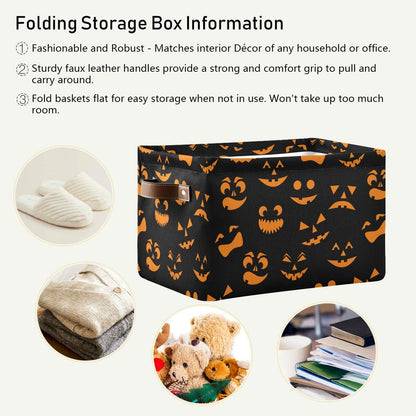 WELLDAY Halloween Basket Cute Halloween Baskets with Handles Collapsible Organizer Box Shelf Storage Baskets for Holiday Home Decor 1PC
