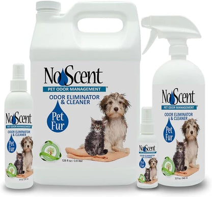 No Scent Pet Fur Odor Spray & Rinseless Cleaner for Dog, Cat, Hamster, Small Animal & Furry Pets (8 Fl Oz / 237 mL)
