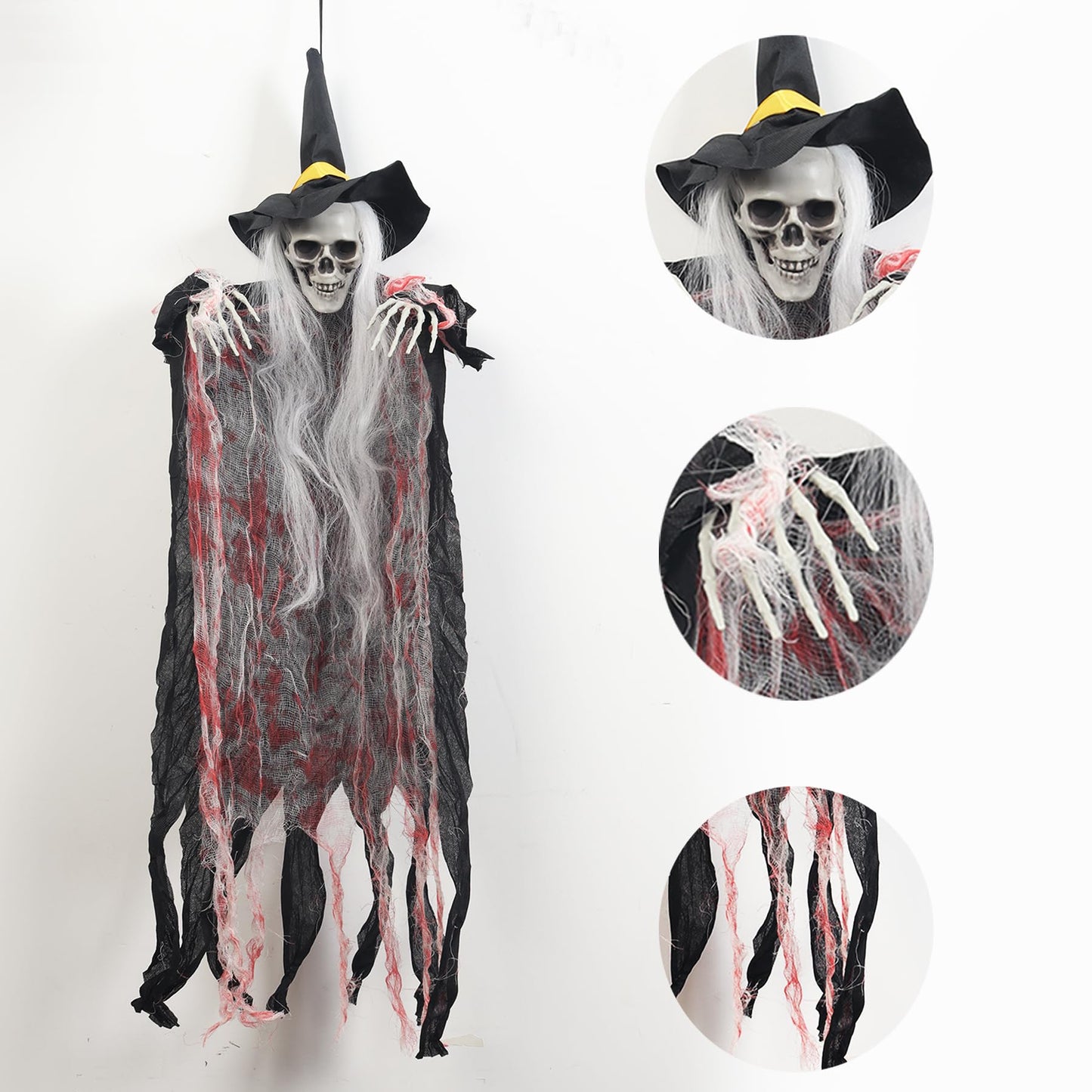 3 PCS Halloween Hanging Skeleton Decorations,35" Scary Halloween Skull Skeletons Outdoor for Yard,Haunted House,Home or Ceiling Ghost Hanging Decor