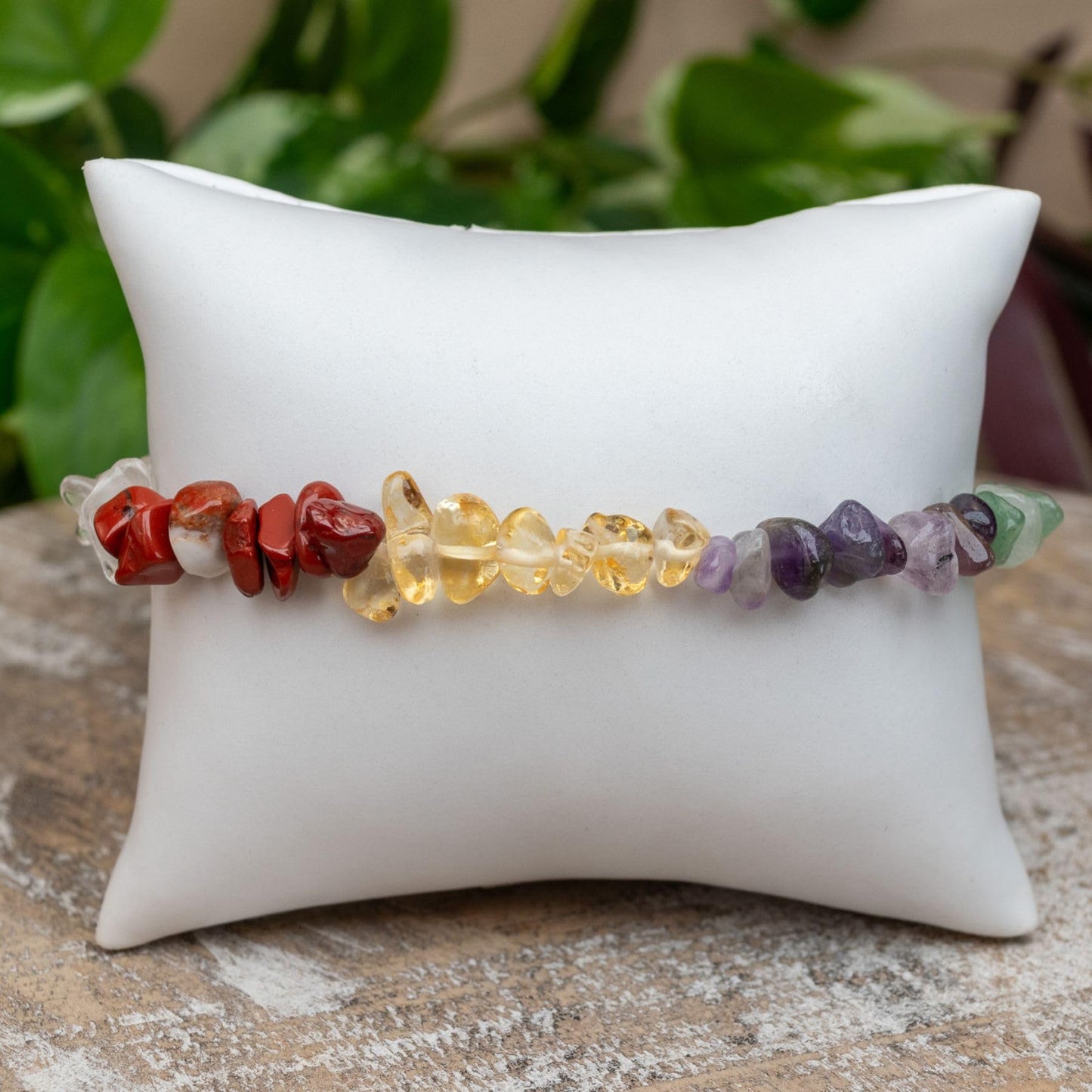 7 Chakra Natural Gemstone Bracelets, Crystal Healing Chip Stretch Bracelets, Gemstone Polished Irregular Crystals, Crystal Irregular Chips Beads Stretch Bracelets (Chakra)