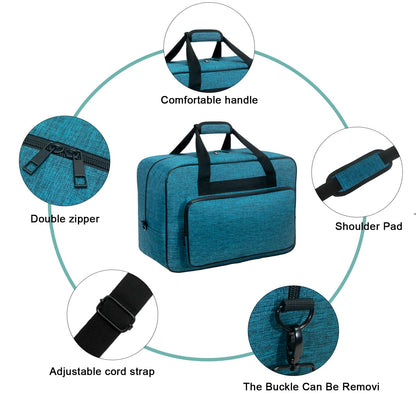 Haroranax Sewing Machine Carrying Case with Padded Handles, Suitable for Most Standard Household Sewing Machines Compatible with Singer, Brother, Janome - Peacock blue