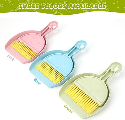 RYPET Pet Cage Cleaning Tool-Small Broom and Dustpan Set, Mini Dustpan and Whisk Brush Set for Guinea Pig Chinchilla Hamster Ferret Hedgehog Rabbit Reptile, Cage Cleaner for Small Animal Waste Green