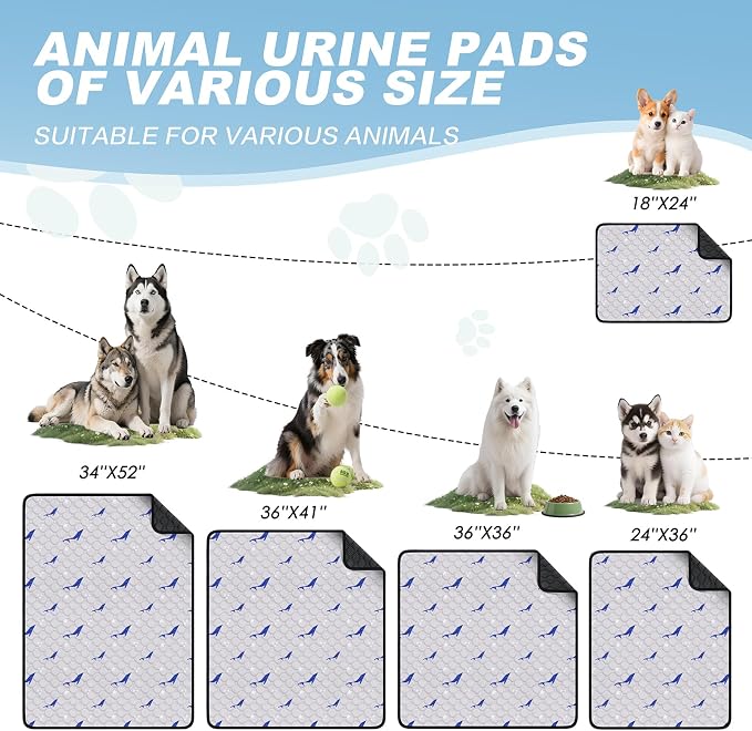Washable Pee Pads for Dogs, 2 Pack Puppy Pads, Super Absorbent & Leakproof with Anti-Slip Bottom for Dog Training, Crates, Car, Pet Pee Pads, and Furniture Protection,18"x24"