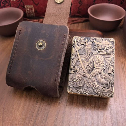 Berfea Lighter Case Cover Pouch Genuine Leather Lighter Belt Sheath Holder Protective Holster Compatible with Zippo Lighter