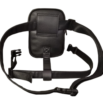Larswon Leg Bag Leg Harness Bag PU Leather Thigh Bag Hip Bag Fanny Pack Thigh Harness Women, Black, Small, Waist Pack