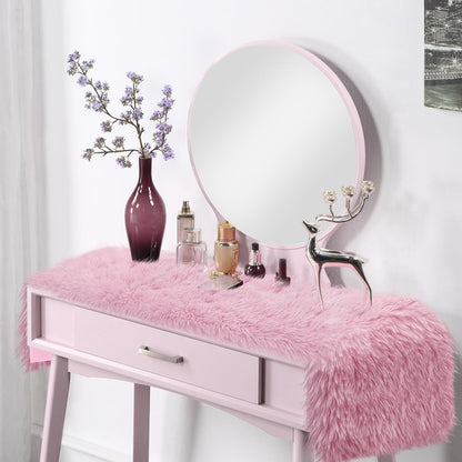 tiosggd Pink Table Runner 12x36 inch, Soft Fluffy Faux Fur Dresser Scarf for Bedroom, Coffee Table, Small Nightstand Cover, Pastel Pink Home Decor for Spring, Birthday, Wedding, Bridal Shower Party