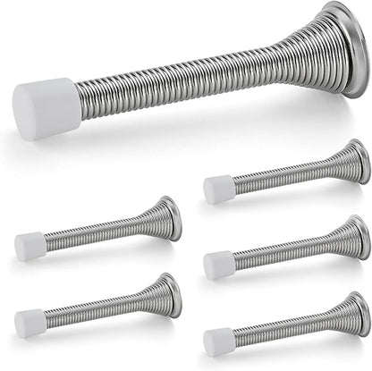 Ravinte Door Stoppers, 6 Pack Spring Door Stops with Rubber Bumper, Satin Nickel Door Stoppers for Bottom of Door