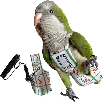 Bird Diaper Harness Flight Suit Clothes, Parrot Flight Suit with Leash for Parrot, Bird Flying Clothes with Rope and Handle for Outdoor Activities Training (with Leash,Cockatiel)
