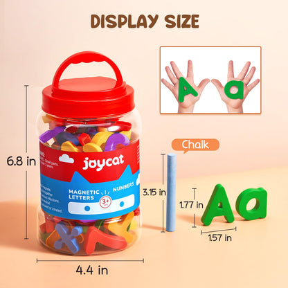 JoyCat 104 Pieces Magnetic Letters Numbers Alphabet Fridge Magnets ABC 123 Preschool Educational Learning Plastic Colorful Toy Set Uppercase Lowercase Math Symbols for Toddlers Kids 3+