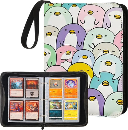 4-Pocket Card Binder with 50 Removable Pages, Holds 400 Cards | Fits trading, sports, gaming and collectible cards. Great for boys and girls to organize and protect collections(Penguin)