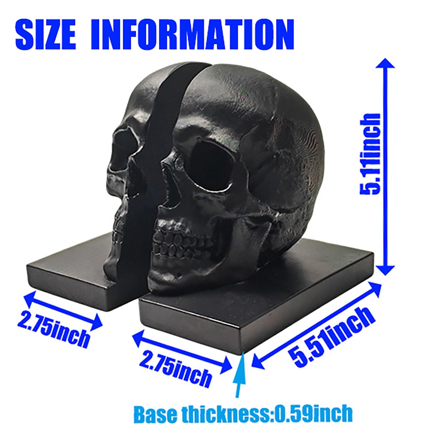 LuckyVin Black Skull Head Skeleton Decorative Statue Unique Design Split Resin Sculpture Home Decoration Gothic Art Piece Halloween Decor (Black)