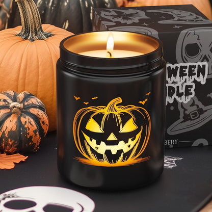 Halloween Decor Indoor-Halloween Gifts Candles for Women with LED Pumpkin Face,Fall Candles with Pumpkin Spice Scent Over 40 Hours of Burn Time, Gift for Home Fall Decorations Indoor, 100% Soy Wax