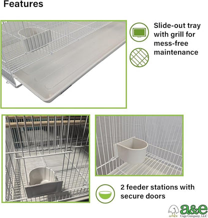A&E Cage Co 503 White SP Flight Bird Cage – 24" x 16" x 16" Small Bird Cage for Finches, Canaries & Parakeets – Includes 2 Feeder Stations, Wood Perch, Slide-Out Tray & Carry Handle (White)