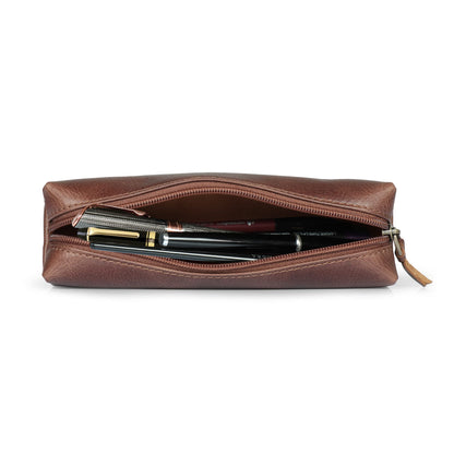Londo Genuine Leather Zipper Pen, Pencil & Cosmetic Case