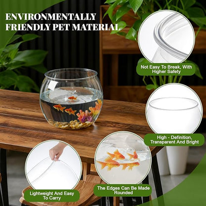 Geelin 1 Gallon Plastic Fish Tank Large Bowl Shatterproof with Crystal Clear Clarity for Terrarium, Flower Vase Centerpiece Gift for Fish Lovers (Round)