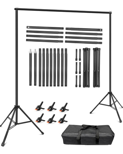 Hemmotop Backdrop Stand 10x8ft (WxH), Photography Background Stand for Parties, Adjustable Photo Backdrop Stands Kit for Wedding, Photo Booth, Party, Decoration, Balloon, Projector Screen
