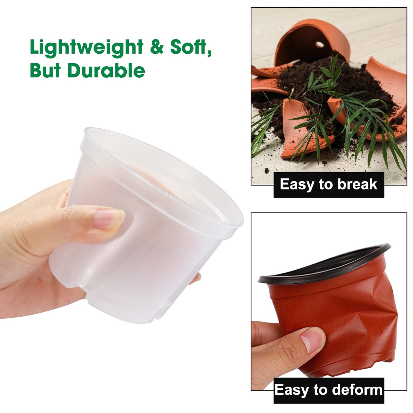 Rsipelsk 30 Pcs 3.5 Inch Clear Nursery Pots for Plants, Transparent Plastic Plant Pots with Drain Holes, Seed Starter Pots with 20 Plant Labels for Flowers Vegetable Seedlings