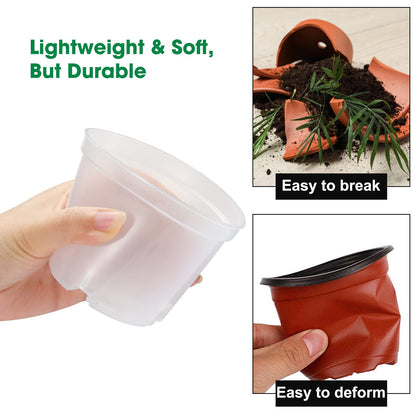 Rsipelsk 30 Pcs 3.5 Inch Clear Nursery Pots for Plants, Transparent Plastic Plant Pots with Drain Holes, Seed Starter Pots with 20 Plant Labels for Flowers Vegetable Seedlings