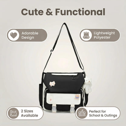 PRLINJSK Cute Messenger Bag, Kawai Purse Gift for Teen Girls Women, Crossbody Shoulder Tote Bags with Accessories