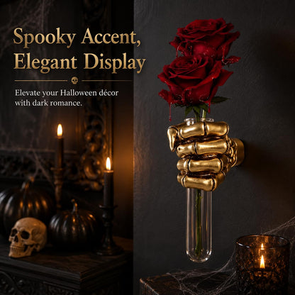 Halloween Wall Sculpture, Wall Mounted Creepy Skeleton Hands, Life-Sized Horror Skeleton Hands Decorations, Gothic Hanging Wall Art Sculpture,Unique Vase,Home Decor (Gold)