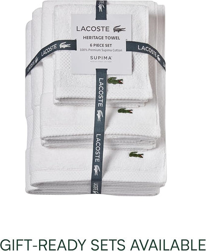 Lacoste Heritage 100% Supima Cotton Hand Towel, Premium Super Soft Bath Towel