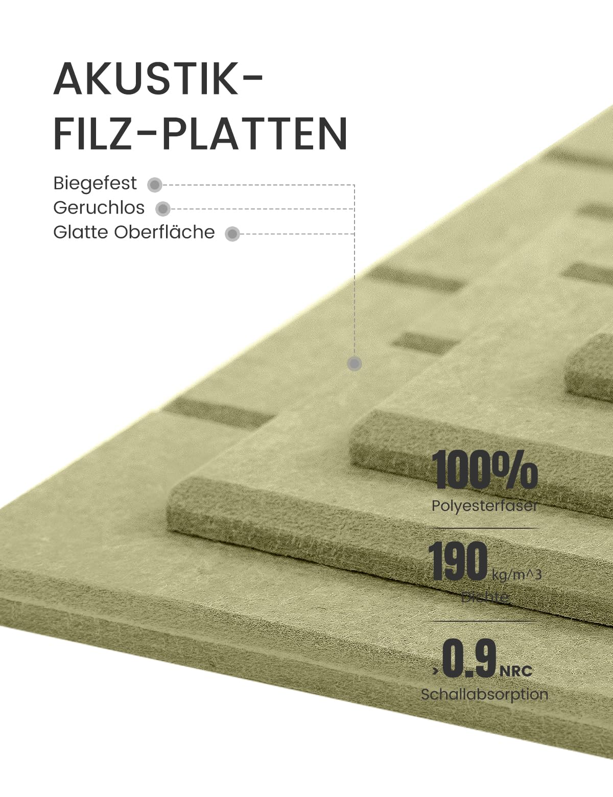 Bumusty Large Cork Board Alternative-36 x 24" Felt Bulletin Board Tiles, with 30 Pushpins, 40 Adhesive Tabs, Bold-Stripe 6-Pack, Cork Boards for Office Push Pin Board Felt Board-Olive Green