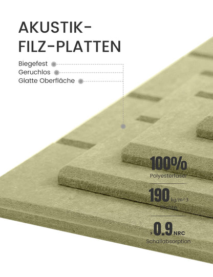 Bumusty Large Cork Board Alternative-36 x 24" Felt Bulletin Board Tiles, with 30 Pushpins, 40 Adhesive Tabs, Bold-Stripe 6-Pack, Cork Boards for Office Push Pin Board Felt Board-Olive Green