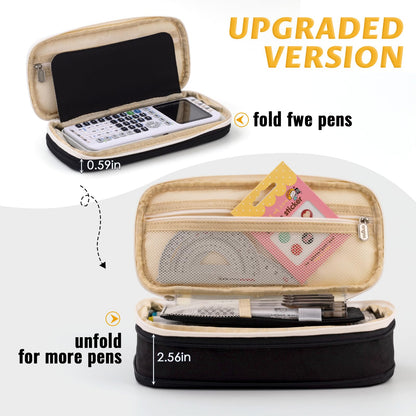 EASTHILL Big Capacity Pencil Pen Case Office College School Large Storage High Capacity Bag Pouch Holder Box Organizer Black White