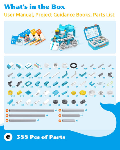 WhalesBot D3 Pro 12-in-1 STEM Wecode Pad Coding Robot Kit for Kids, 388-Piece Educational Building Set with Interactive Storytelling, Ideal Toy for Boys & Girls Ages 6-8