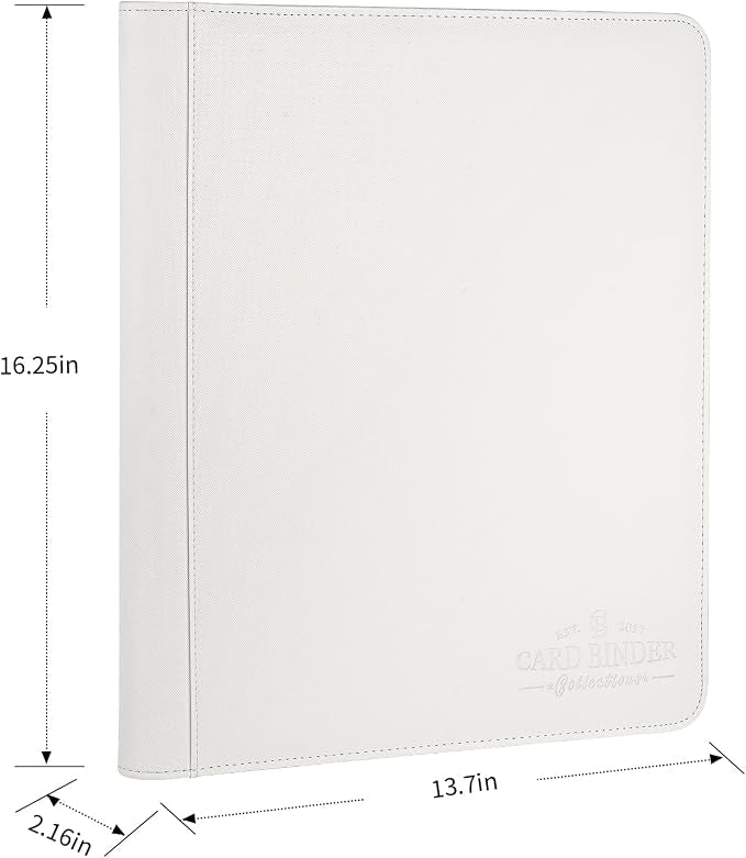 Toploader Binder,Toploader Hard Cases, 9-Pocket Pages Sleeves Hold up 288 Cards.Toploader Card Binder with Sleeves for “3×4” rigid，Card Holder(White)