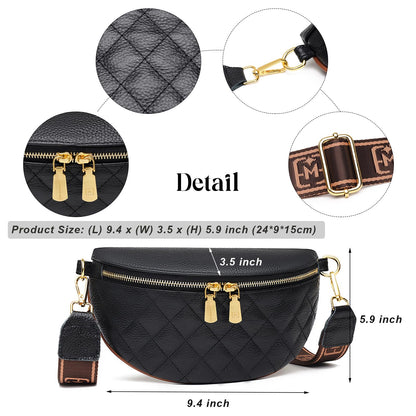 Eslcorri Small Crossbody Sling Bag for Women Trendy - Fashionable Fanny Packs Vegan Leather Chest Belt Bum Bag Anti Theft Crossbody Sling Purse for Women for Travel Sport Camping - Pure Brown