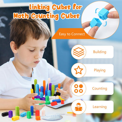 100 Pcs Light Blue Linking Cubes for Math Counting Cubes Manipulatives Plastic Counting Block Manipulative Classroom Learning Supplies for Educational Preschool Activities Boy Girl (Light Blue)