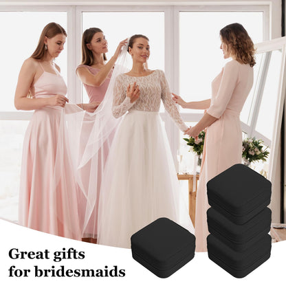 Meyeyaia 12pcs Mini Travel Jewelry Case,Black Bridesmaids Proposal Small Jewelry Box Mini Jewelry Organizer,Small PU Leather Portable Storage Box for Rings,Earrings,Necklaces,Pendants,Bracelets