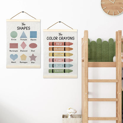 LKETW Boho Classroom Educational Poster Hanger Frame 12x16 Inch, Homeschool Wall Art Posters for Kids Room Bedroom, Preschool Educational Hanging Banner Decor for Classroom Nursery Playroom, Set of 2