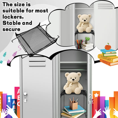 Noxglory Locker Organizer Shelf Black Stackable Extra Locker Shelf Storage Cabinet Accessories for Back to School Office Home Gym Supplies