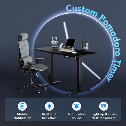 HUANUO AI-Powered Electric Standing Desk with Smart APP, Compatible with Alexa & Google, Adjustable Height, 6 Memory Settings, Sedentary Reminder, Ergonomic Sit-Stand Desk, 32-inch, Black