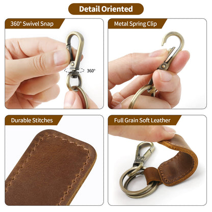 Jack&Chris Genuine Leather Car Keychain, Universal Key Fob Keychain, Leather Key Chain Holder for Men and Women, JC306…