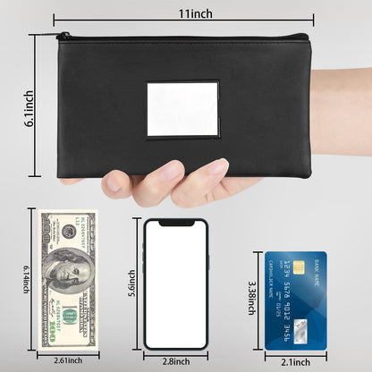 VOCHIC 6 Pieces Money Bags with Zipper, Money Pouch,PU Bank Deposit Bags, Bank Bag, Cash Wallet Pouches with Label for Coins, Cosmetics, School Gifts,Invoice, Bills, Tools, Receipt Holder,11x6.1 inch