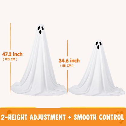 JOYIN 2 Packs 47'' Halloween Decorations Outdoor Standing Ghost, Standing Ghost Halloween Decor with Warm String Lights & Timer for Yard Porch Lawn Garden Party Supplies
