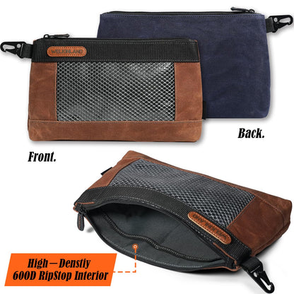WELKINLAND 4 Piece-Pack Clear Tool Pouch, 12-Inch Tool Pouches, Heavy-Duty Waxed Canvas Zippered Tool Pouch, See-Thru Tool Pouches With Zipper, 4-Color Small Tool Bag