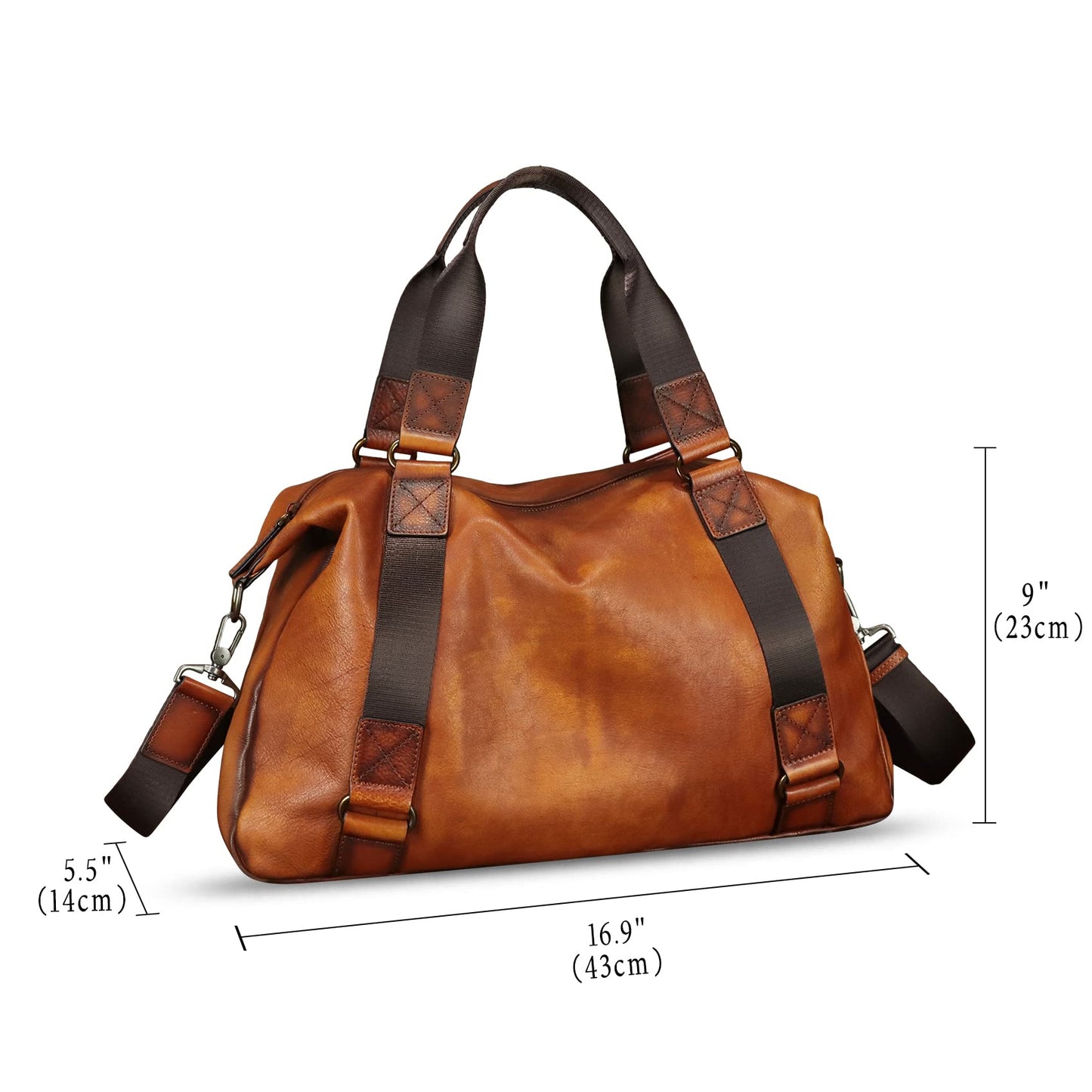 Genuine Leather Messenger Bag for Men Top Handle Handbag Crossbody Sling Laptop Bag Vintage Travel Business Briefcase (Brown)