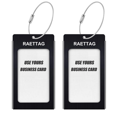 WeBravery Luggage Tags Metal Suitcase Tags Travel Bag ID Identifier Luggage Tag (Black 2-Pack)