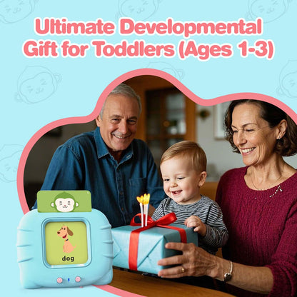 U-LEARNER Talking Flash Cards for Toddler 1 2 3 4 Year Olds, ABC Flash Cards for Toddlers 2-4, Montessor, Autism Sensory, Speech Therapy Toys, Birthday Gift for Boys and Girls, 296 Pro Words Blue